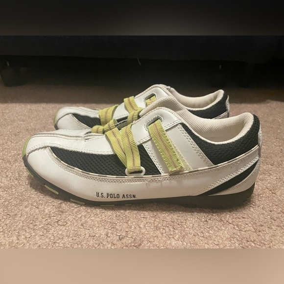 US Polo Assn white yellow Velcro strap on sneakers size 9.5 M - Picture 5 of 9